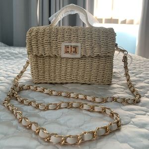 Like Dreams Rosella Turn Lock Mini Straw Crossbody Bag